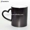 Factory Wholesale heat transfer color changing mugs, mugs with heart shape handle